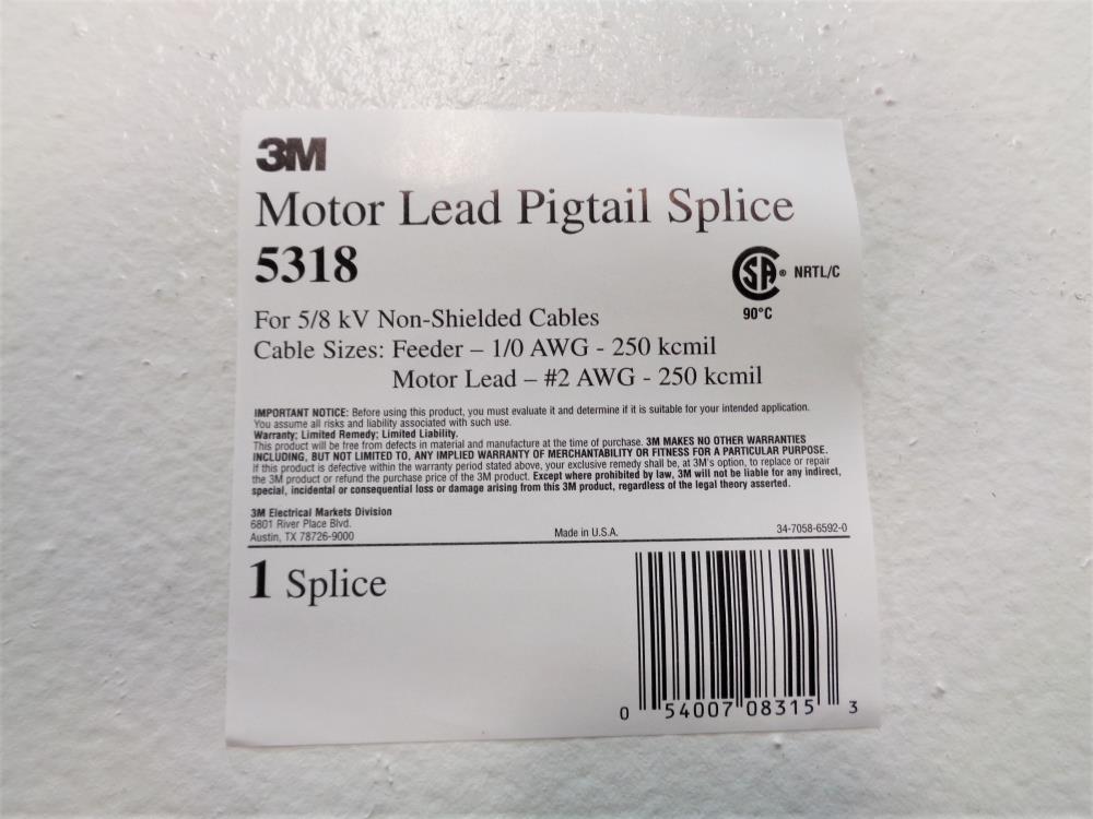 3M Motor Lead Pigtail Splice 5318